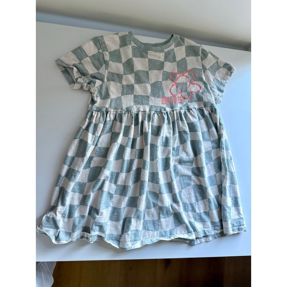 $17 Next Checkered T-shirt Dress - grey pink - 5-6 years